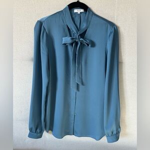 Reiss Teal Tie-Neck Blouse